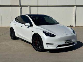 2023  Tesla Model Y Performance SUV (Pearl White) Used Car Thumbnail